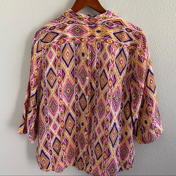 Chico's No Iron 100% Linen Geometric Top Chico's 2 - Large - Picture 9 of 12